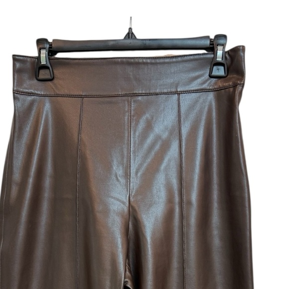 Zara Chocolate Brown Faux Leather Wide Leg Pants Size Small NWOT - Picture 6 of 6